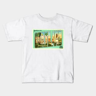 Greetings from Cortland New York - Vintage Large Letter Postcard Kids T-Shirt